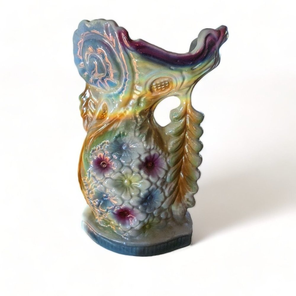Lusterware Vintage Iridescent Ceramic Sea Shells and floral Vase Brazil